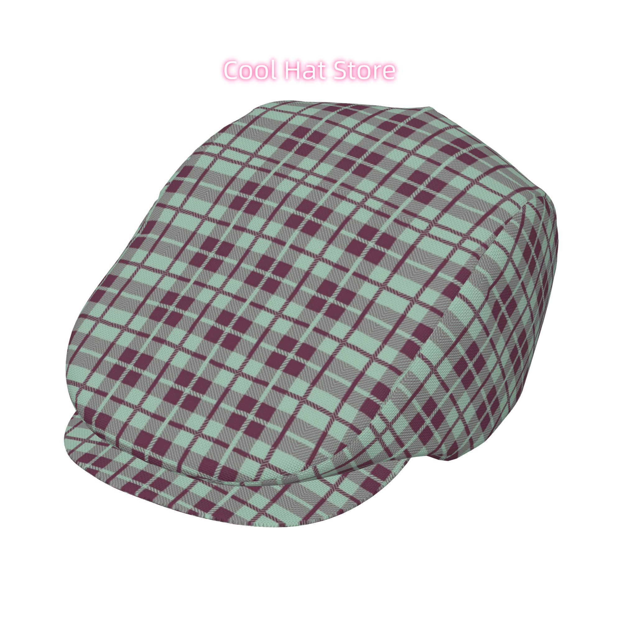 Mint And Burgundy Plaid Men An - Newsboy Cap Ivy ulasan dan harga