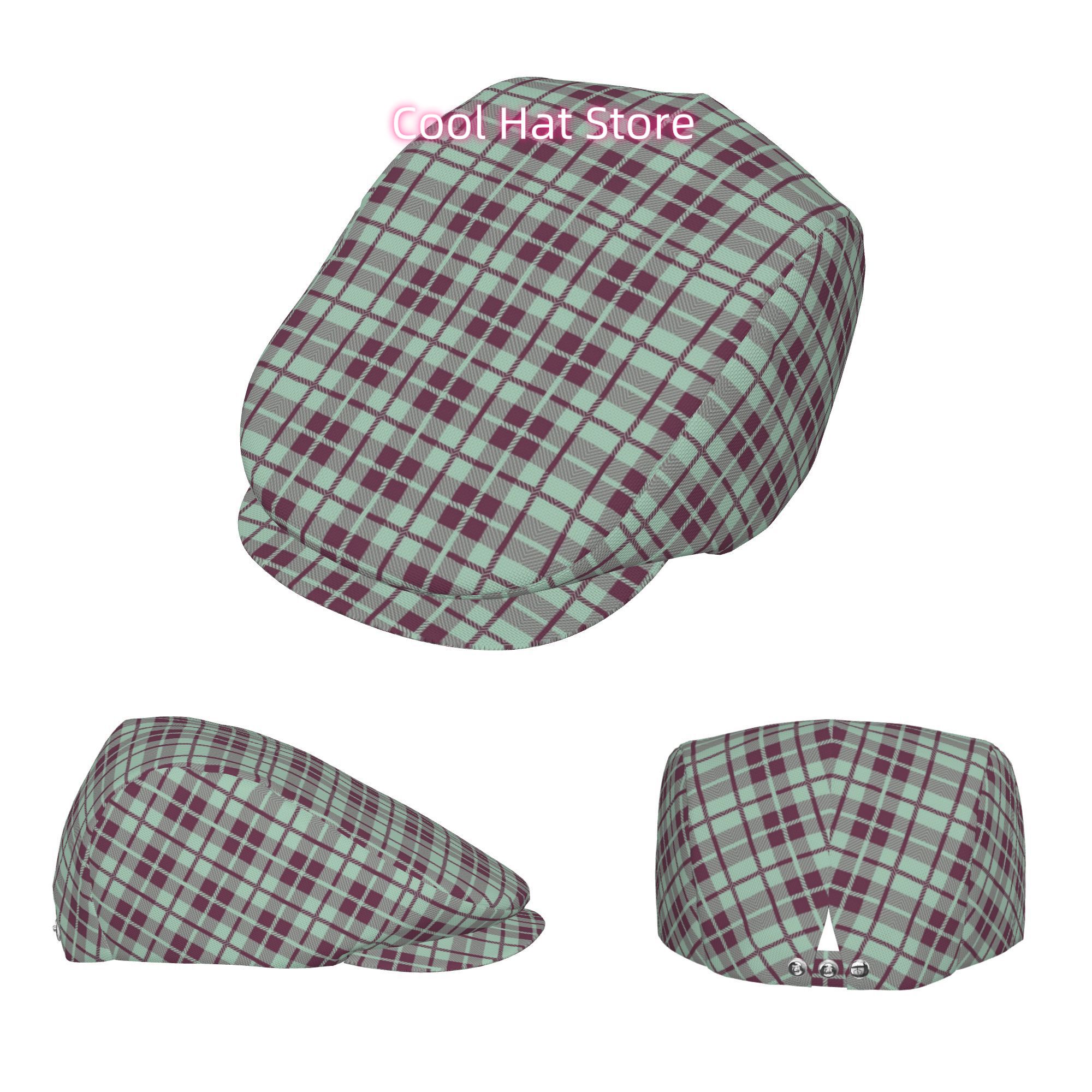 Mint And Burgundy Plaid Men An - Newsboy Cap Ivy ulasan dan harga